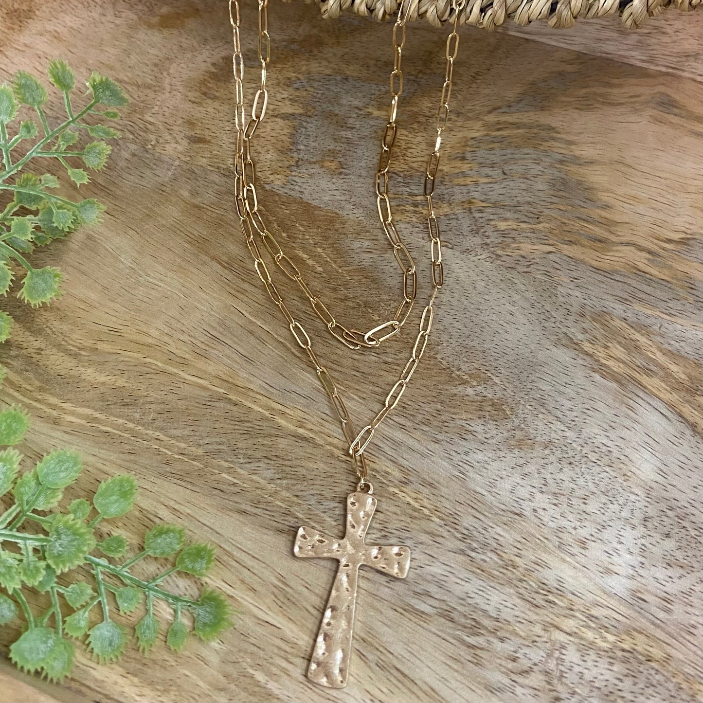 Two Layer Cross Pendant Necklace