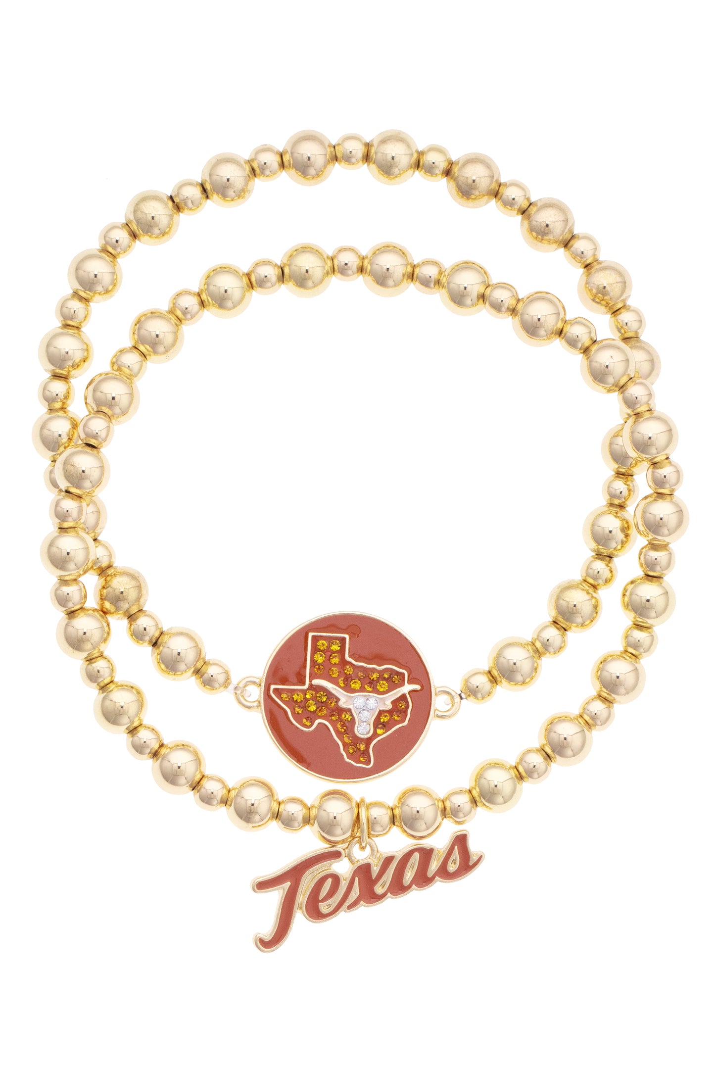 Texas Longhorns Ball Bead Bracelet- Set of 2