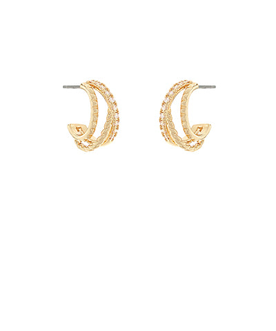 3-Layer CZ Stud Hoop Earrings