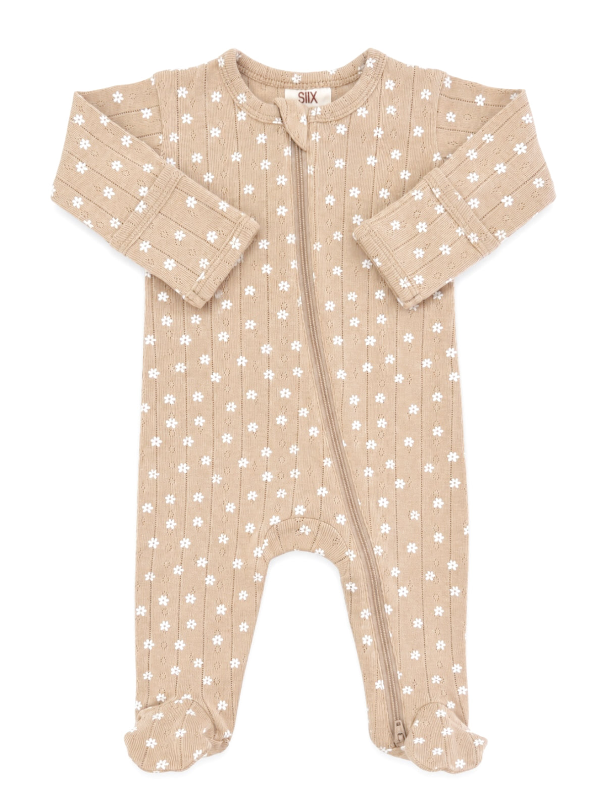 Almond Bloom - Organic Pointelle 2-Way Zip Footie