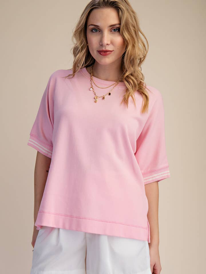 Banded Sleeve Trim Top