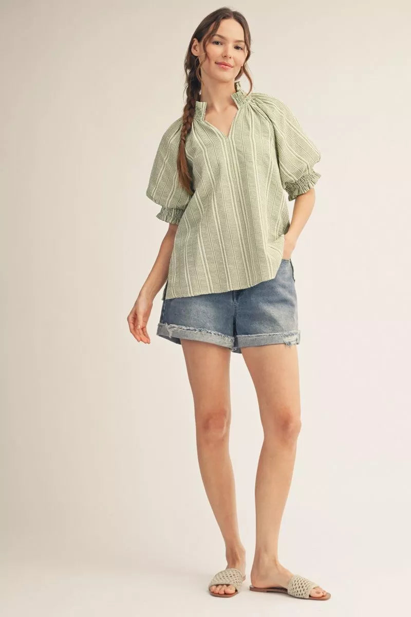 Sage Stripe Top