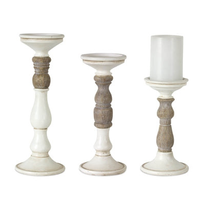 White and Wood Candle Holder