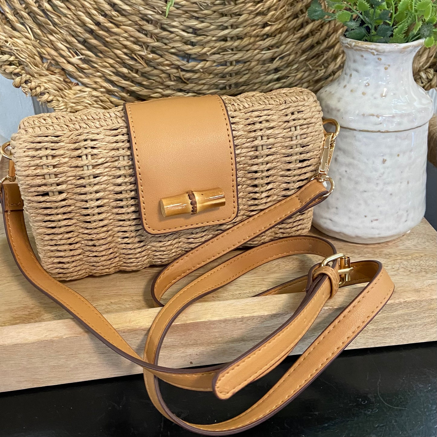Bamboo Breeze Woven Crossbody