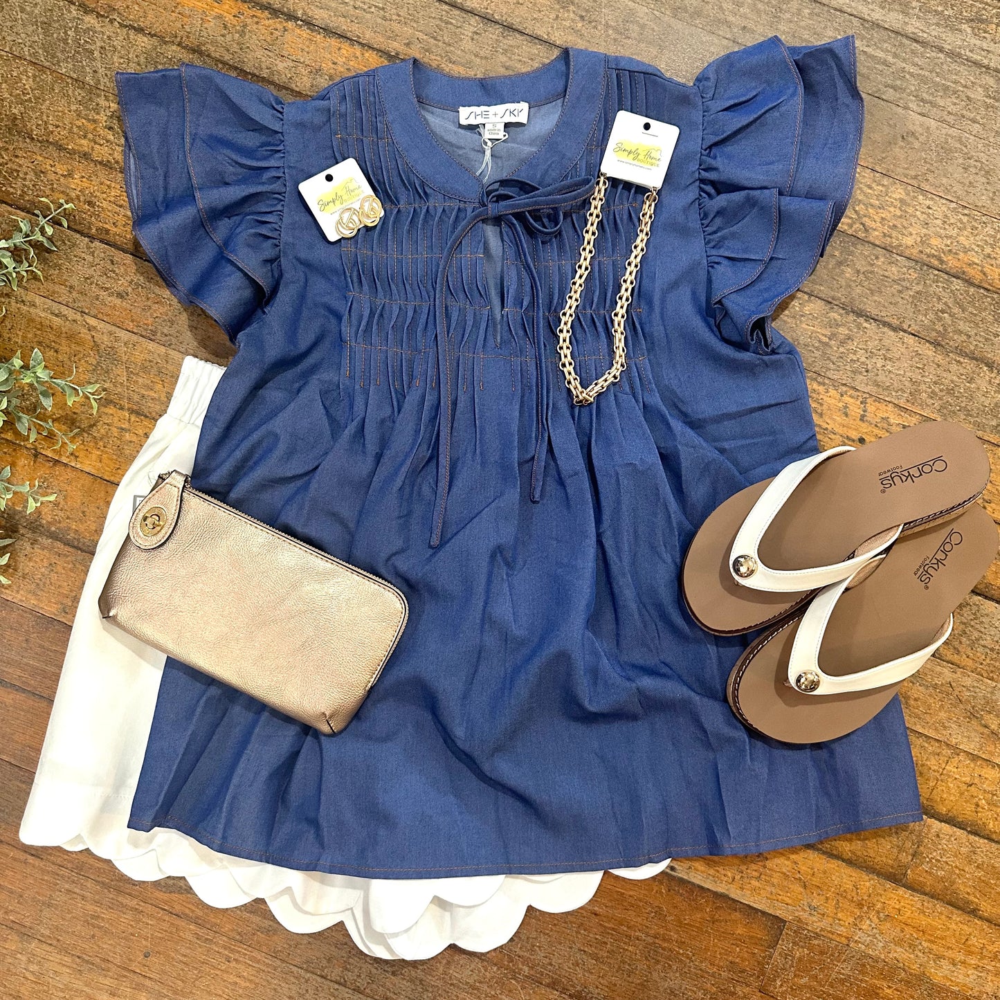 Ruffle Sleeve Pintuck Top