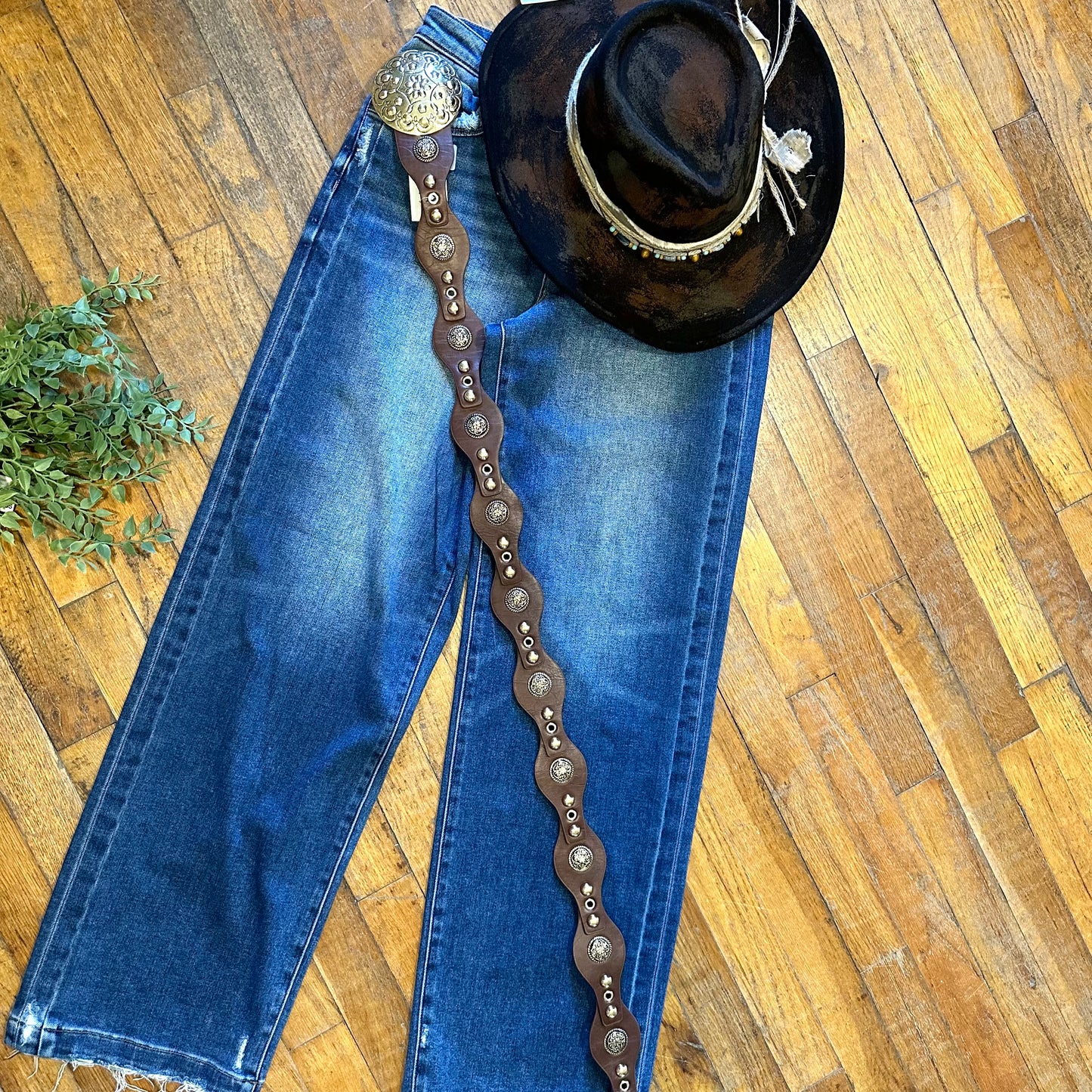 Brown Ornate Concho Belt