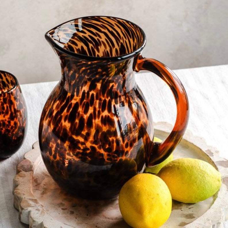 Tortoise Shell Glass Pitcher