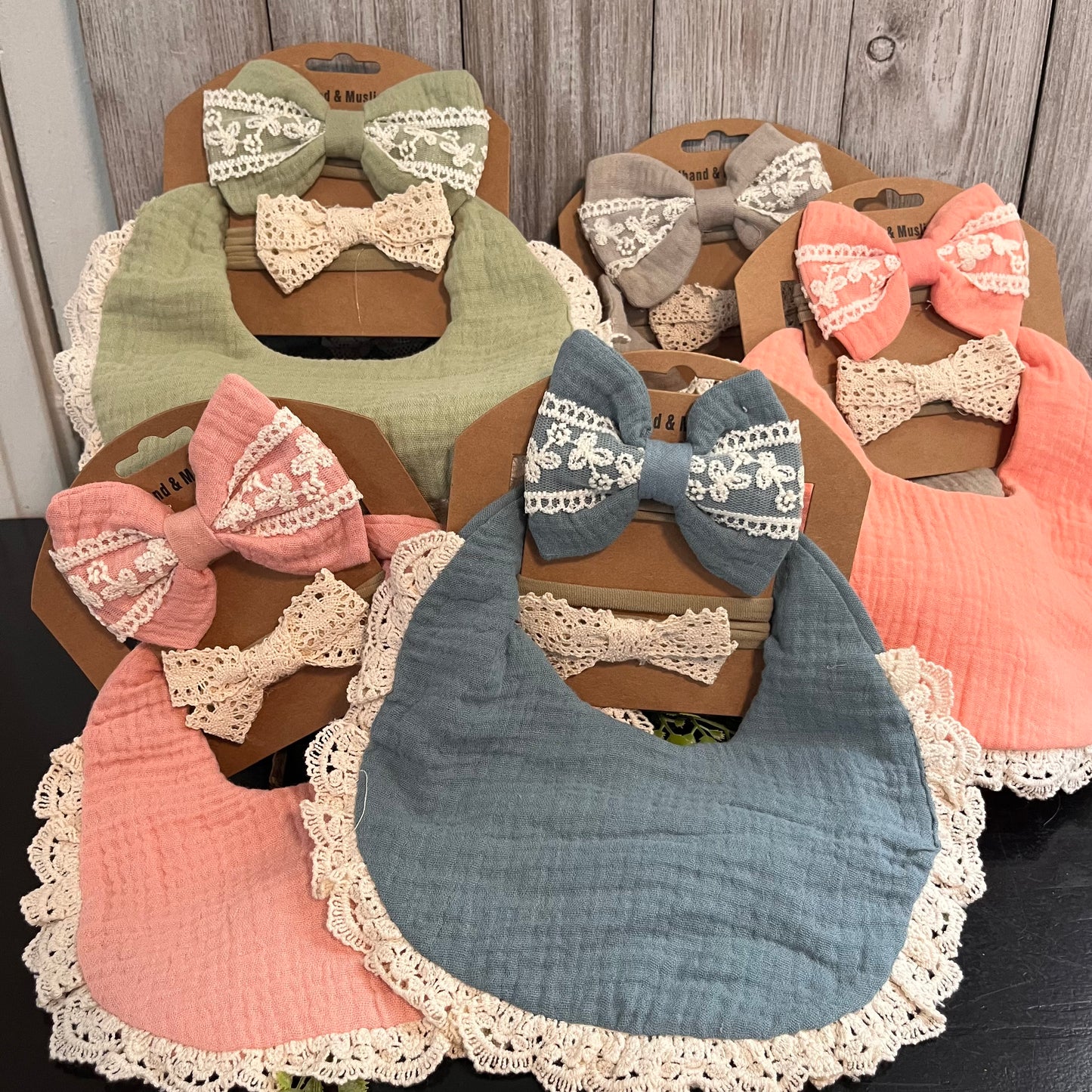 Lace Headband and Bib Set