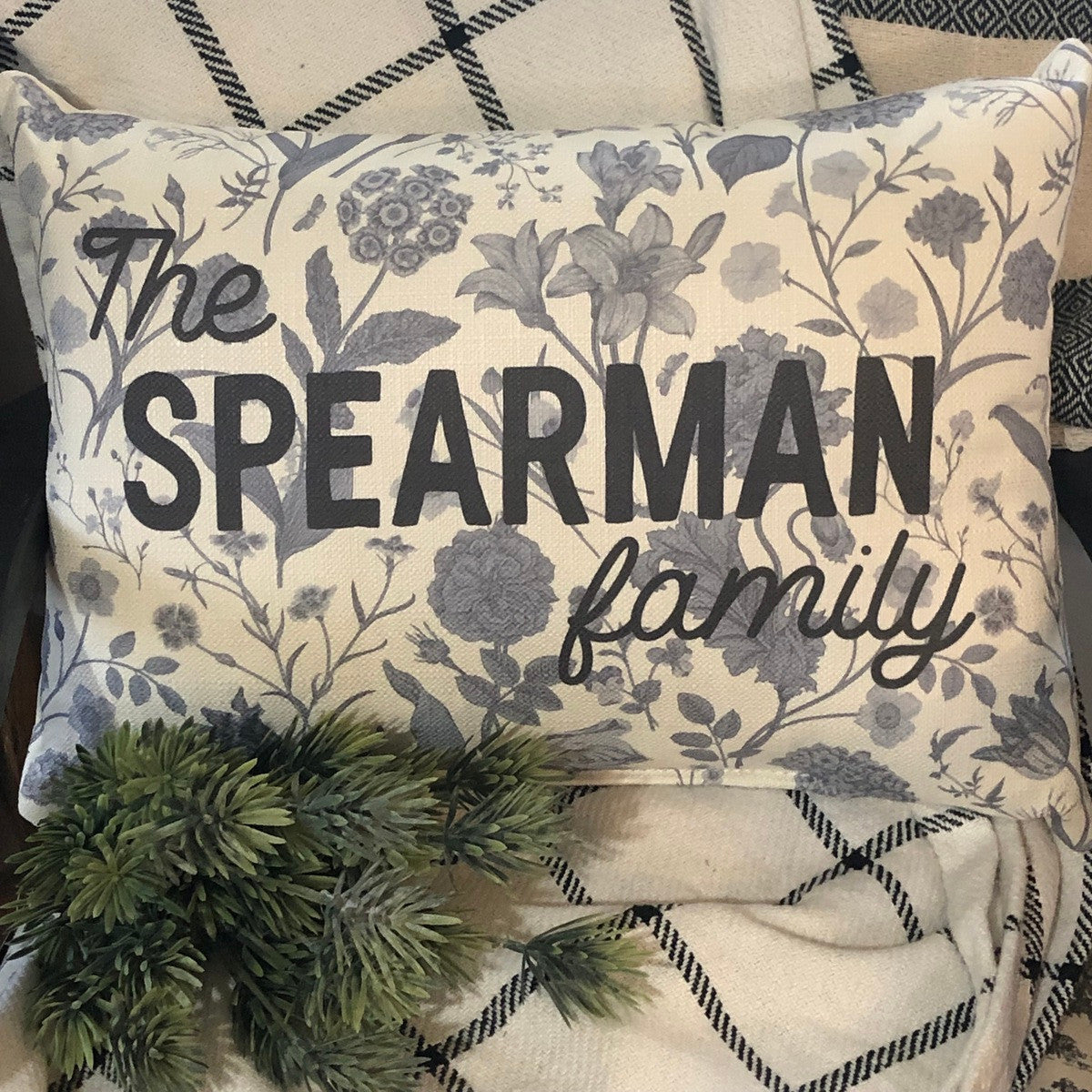 Toile Family Pillow