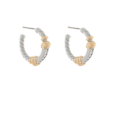 Pave Rope Textured Hoops