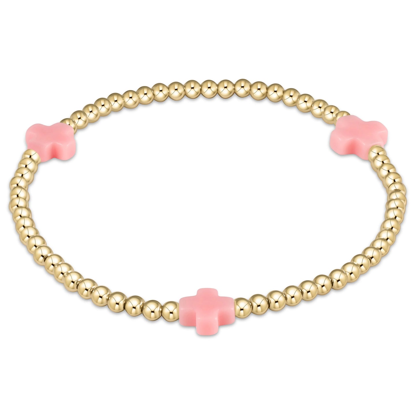 enewton Signature Cross 3mm Gold Bracelet- Pink