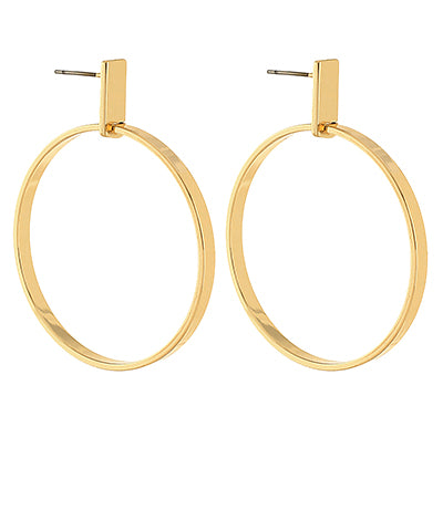 Square Circle Brass Earrings