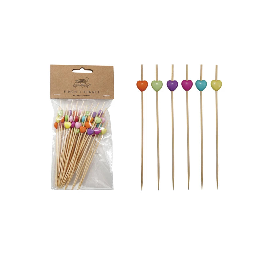 Bamboo Heart Picks