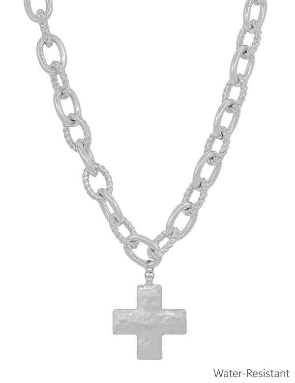 Hammered Cross Necklace