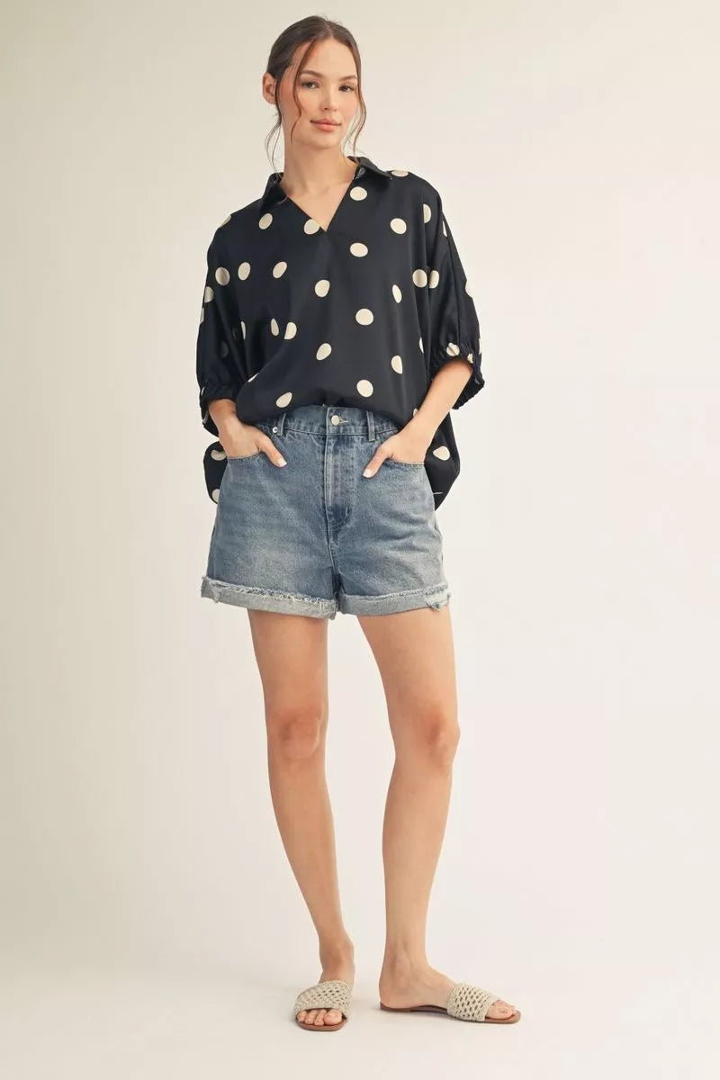 Polka Dot Collared Shirt