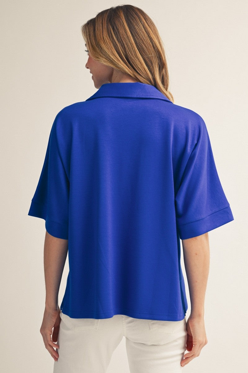 Collared Drop Shoulder Blouse