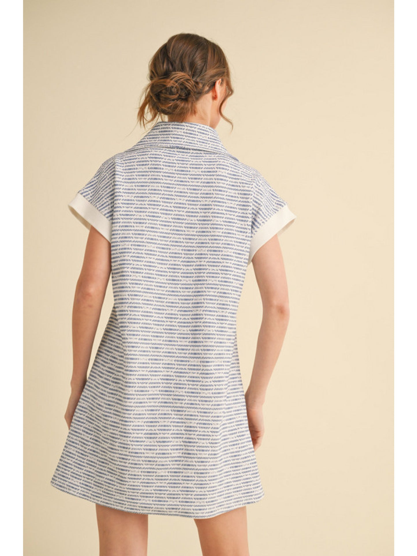 Navy Zip & Collar Dress
