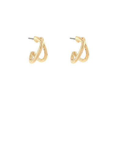 X-Shape Stud Hoop Earrings