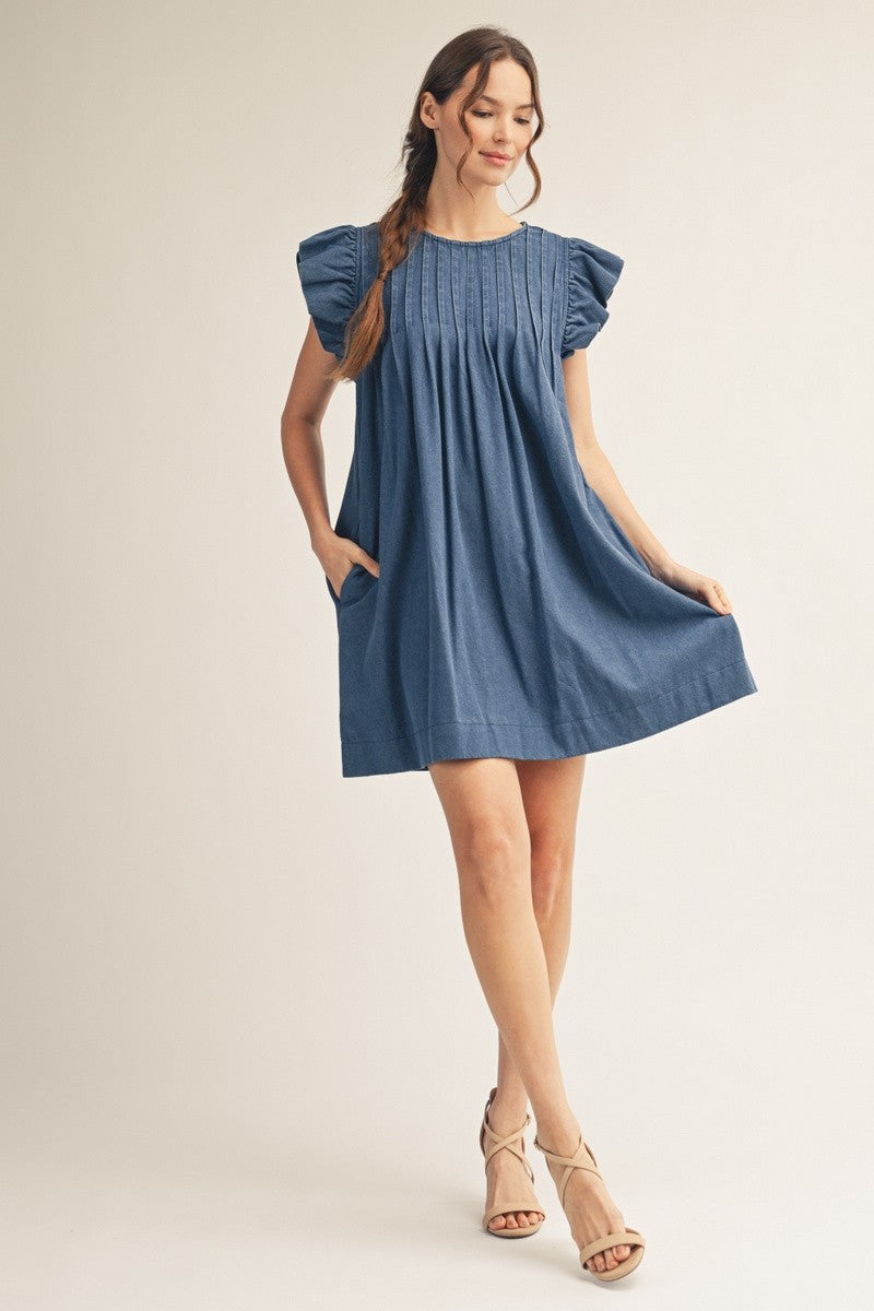 Cap Sleeve Denim Dress