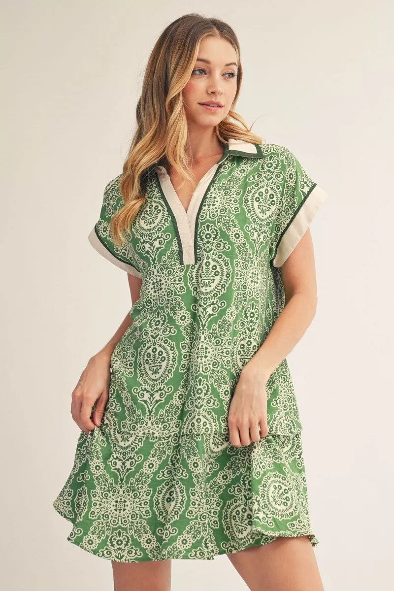 Baroque Flare Trim Dress