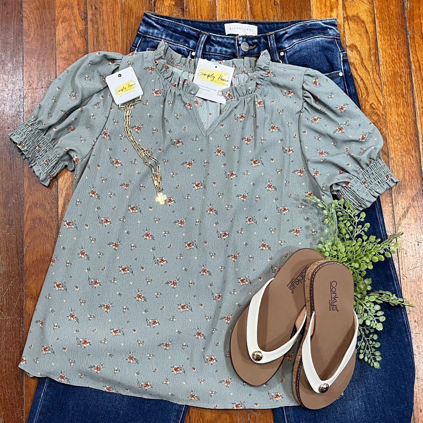 Sage Floral Blouse