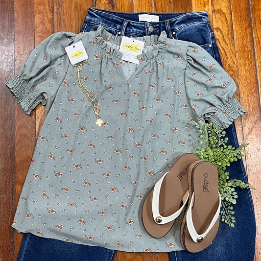 Sage Floral Blouse