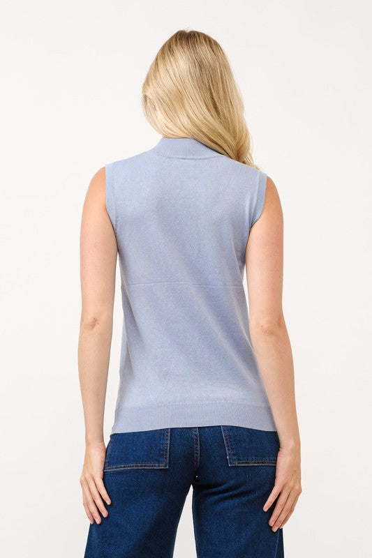 Mock Neck Sleeveless Sweater
