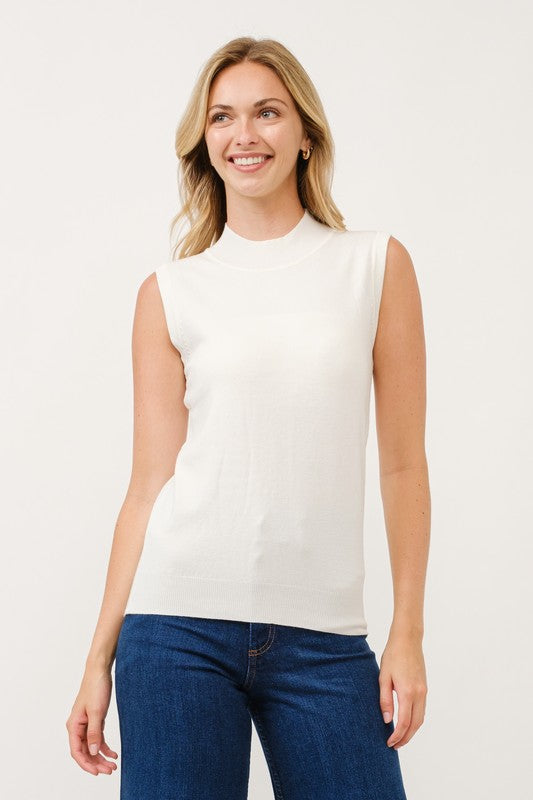 Mock Neck Sleeveless Sweater