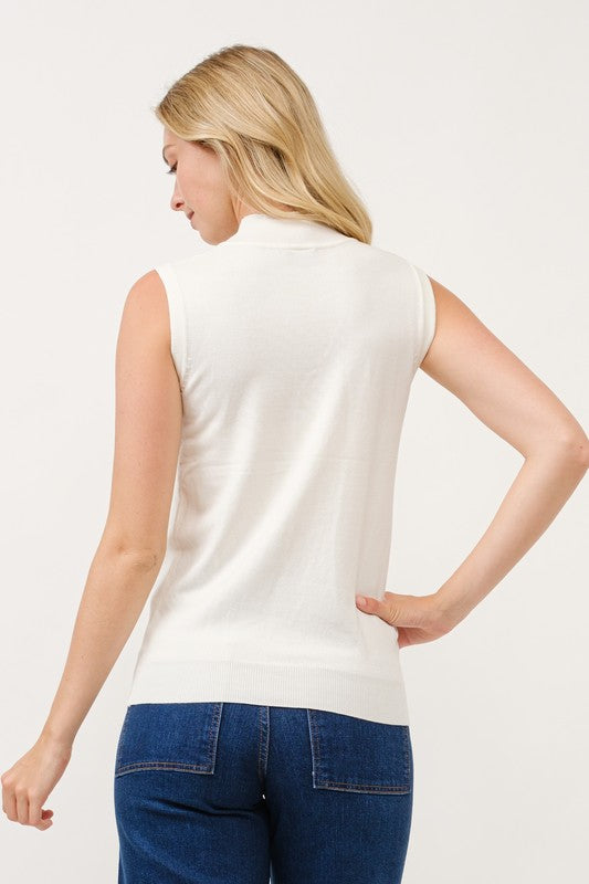 Mock Neck Sleeveless Sweater