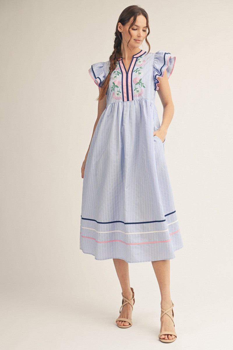Embroidered Midi Dress