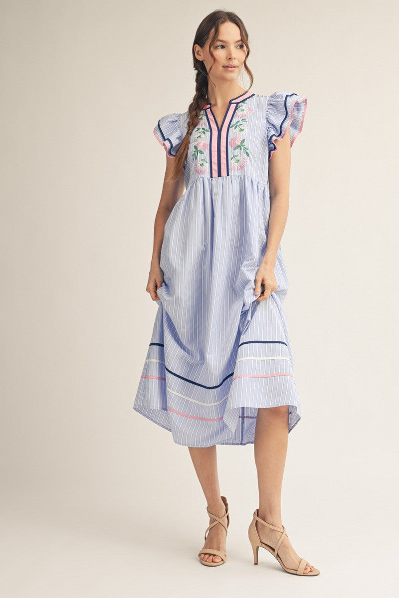 Embroidered Midi Dress