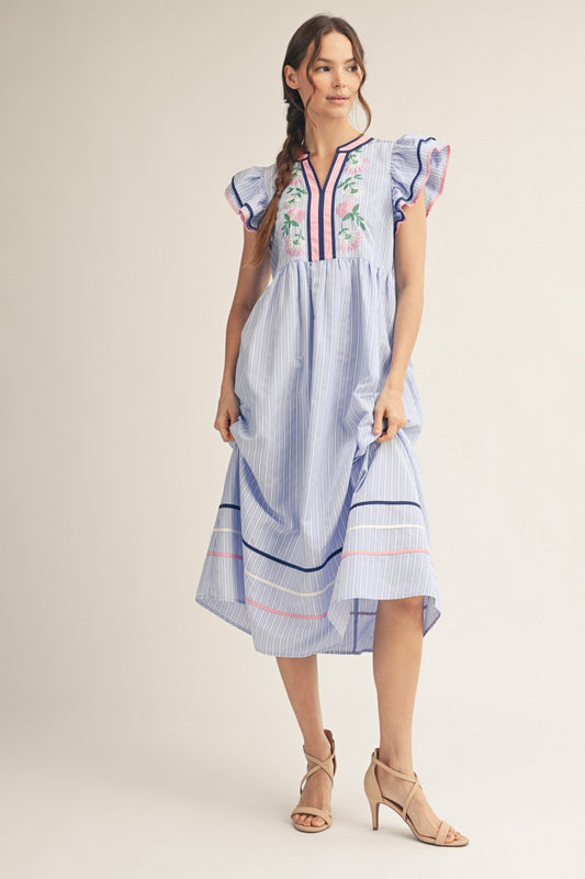 Embroidered Midi Dress