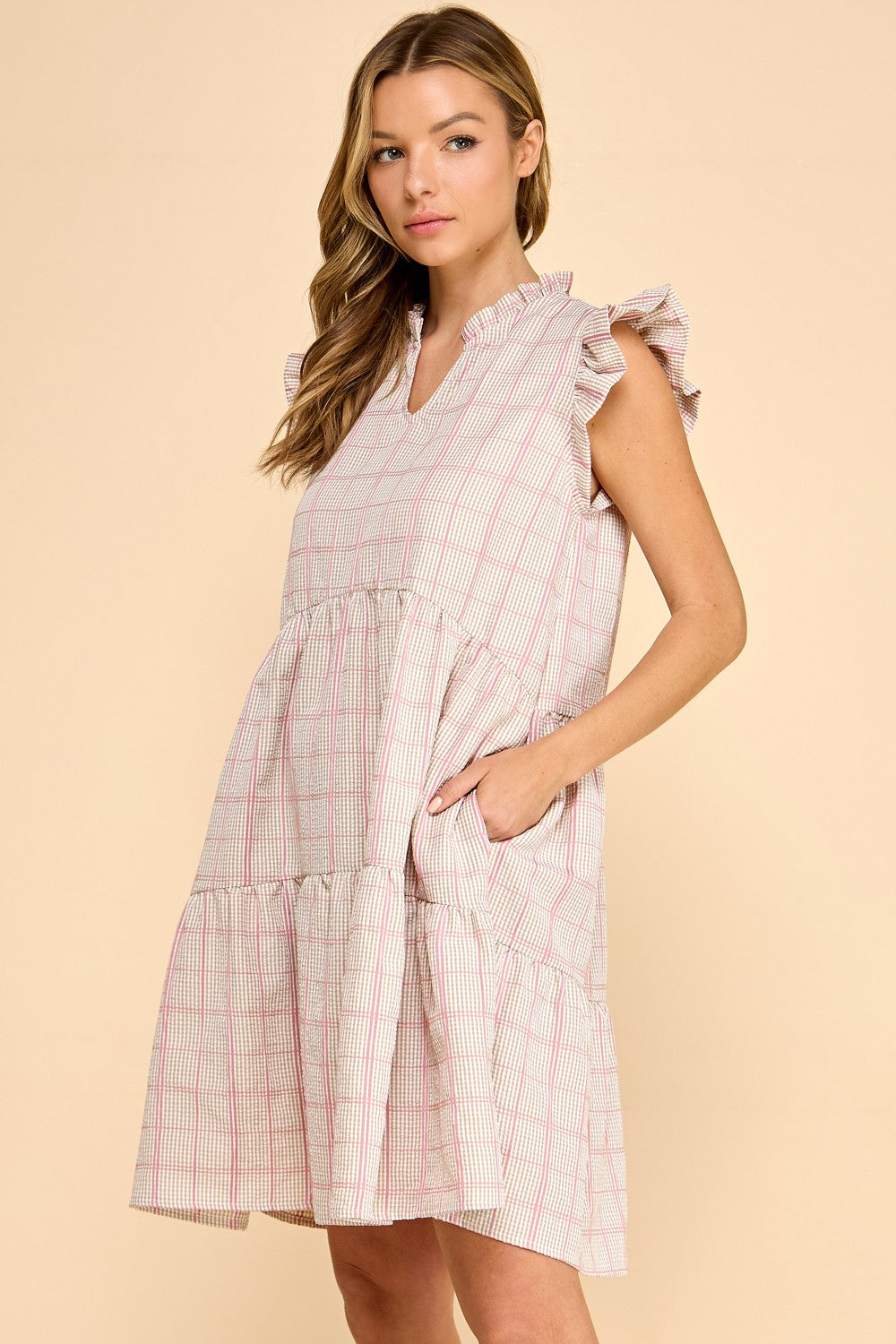 Tiered Ruffle Gingham Dress