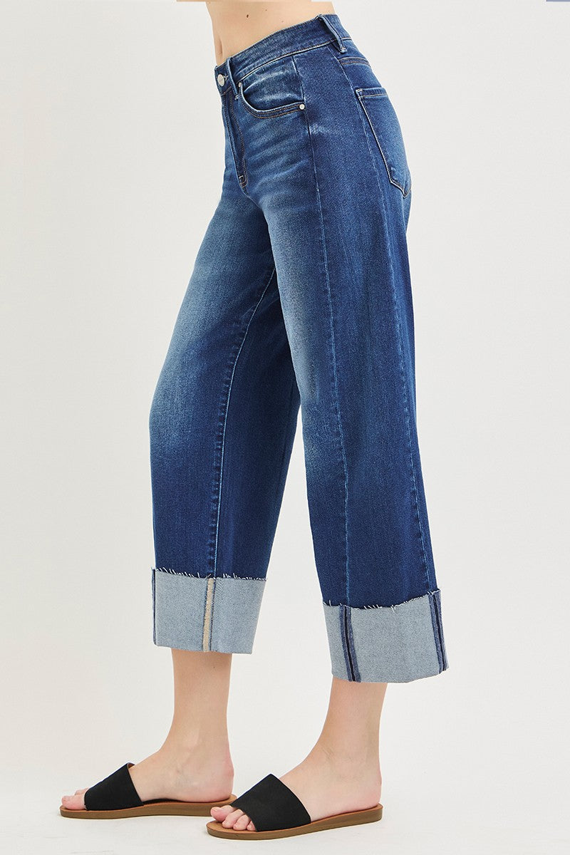 Slouchy Crop Barrel Cuffed Jeans