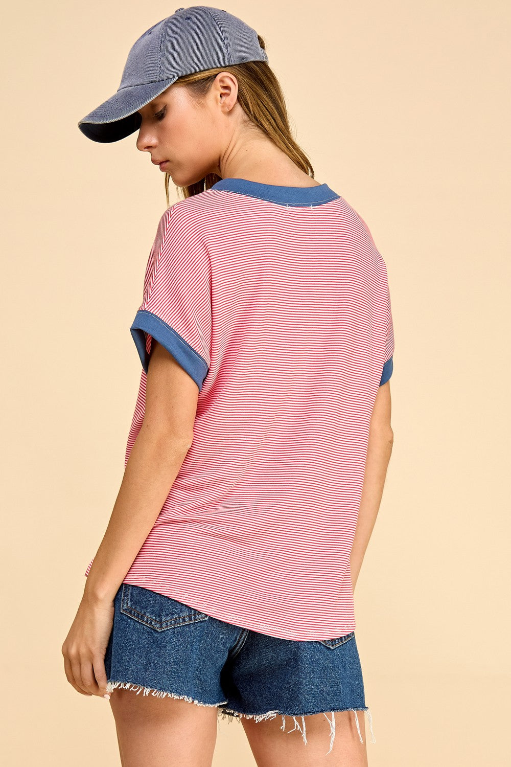 Striped Tee With Contrast Sleeves