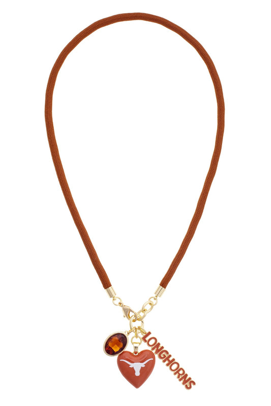Texas Longhorns Logo Heart Paracord Necklace
