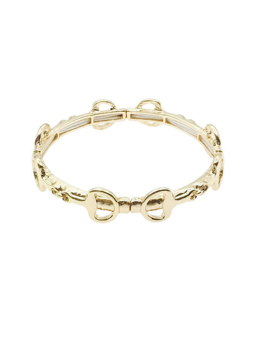Gold Horsebit Stretch Bangle