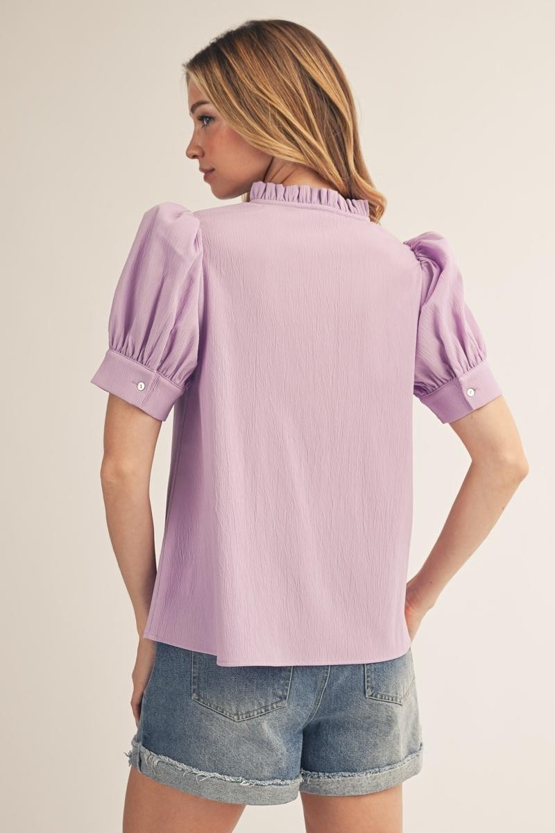 Puff Shoulder Crinkle Top