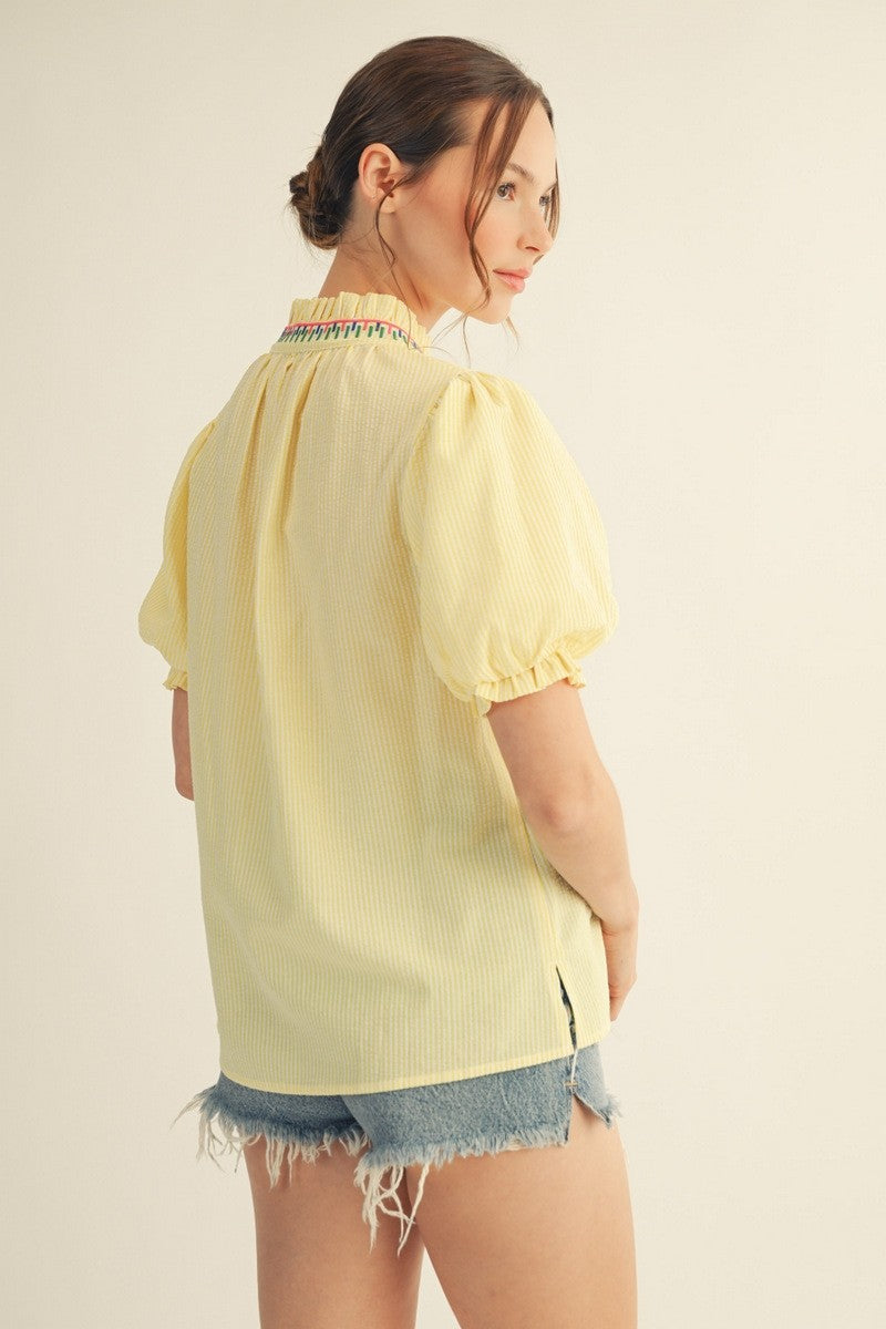 Embroidered Stripe Top