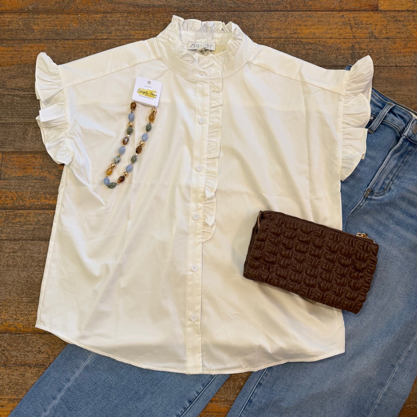 Ruffled Neck Top