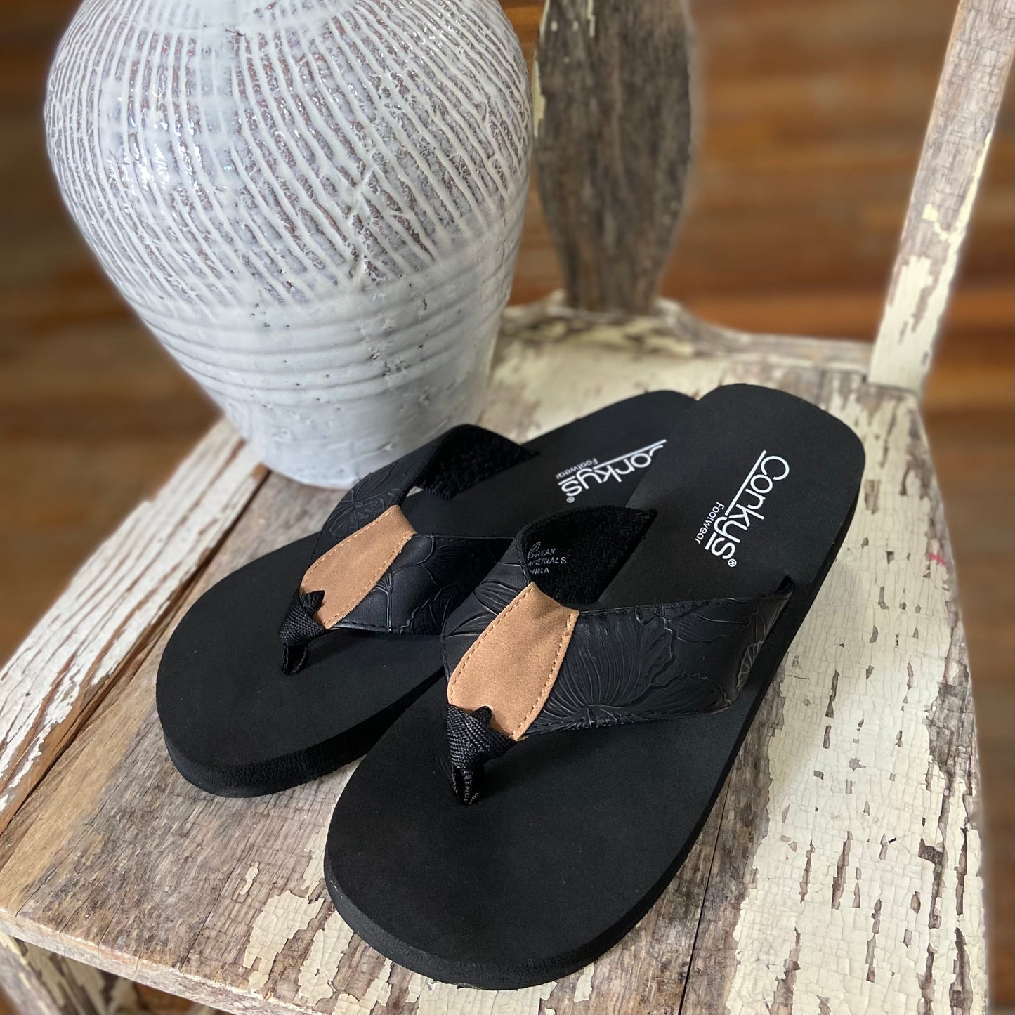 Floral Embossed Sandals