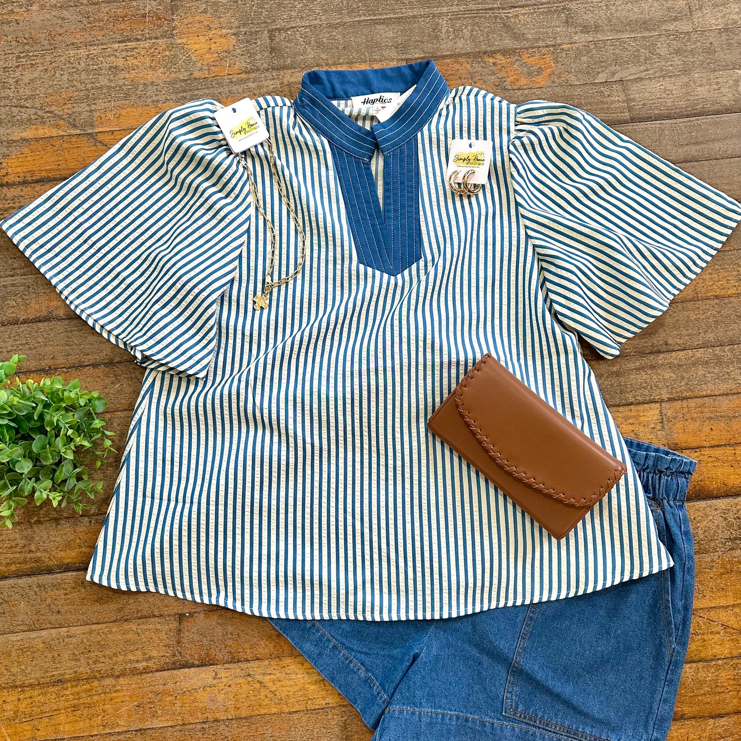 Stitch Neck Stripe Top