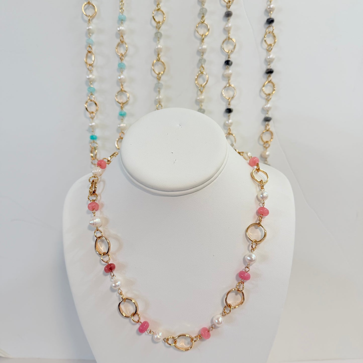 Long Stone and Gold Necklace