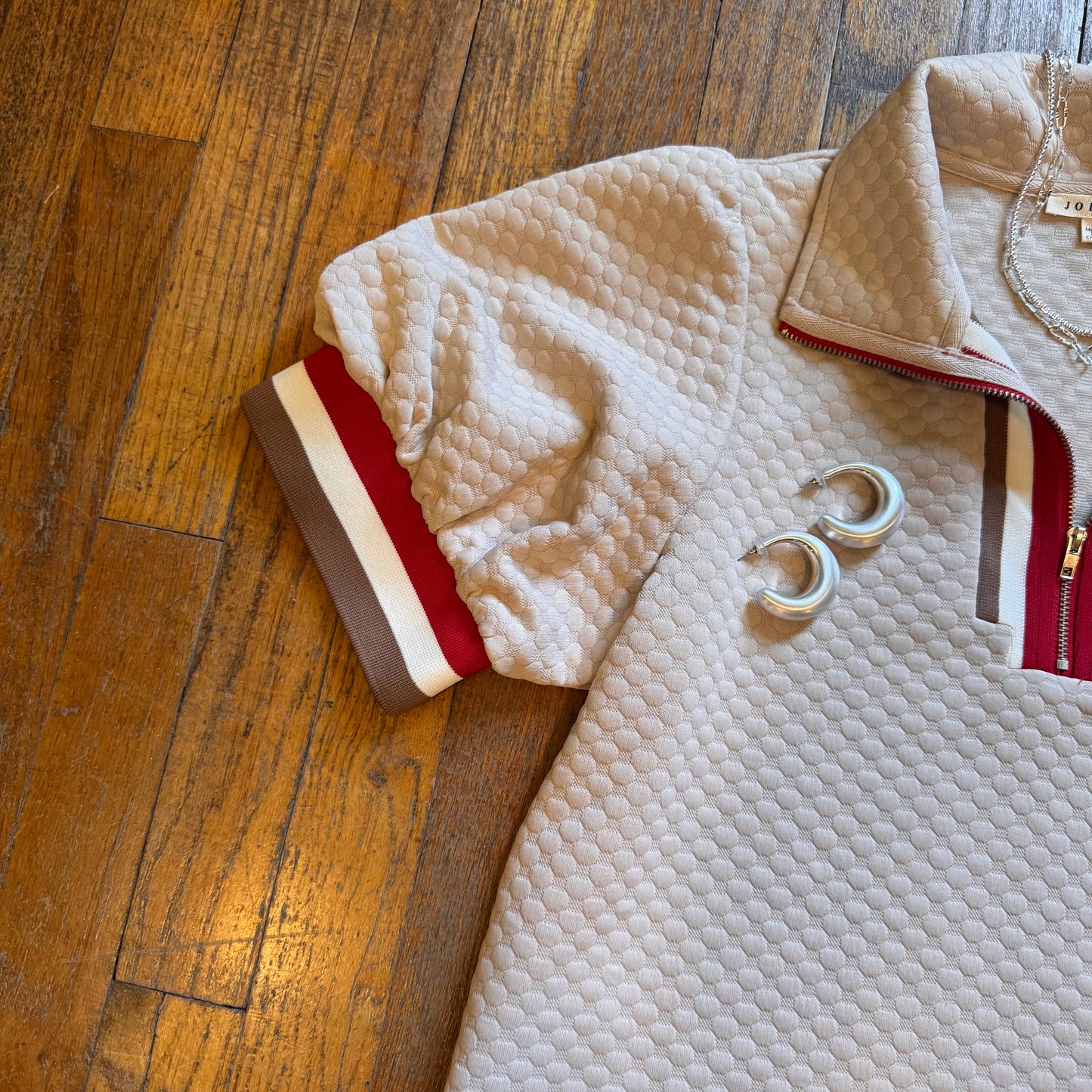 Stripe Contrast Beige Sweatshirt