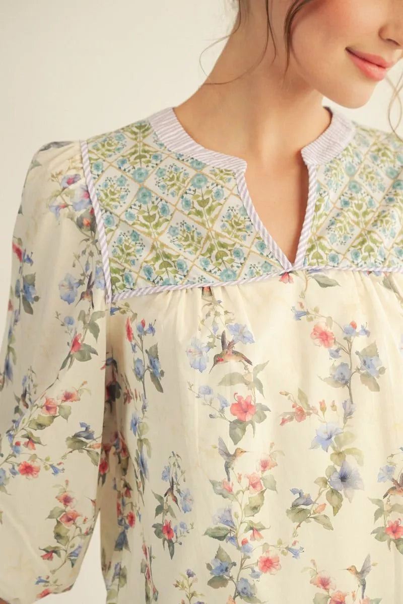 Peasant Floral Top