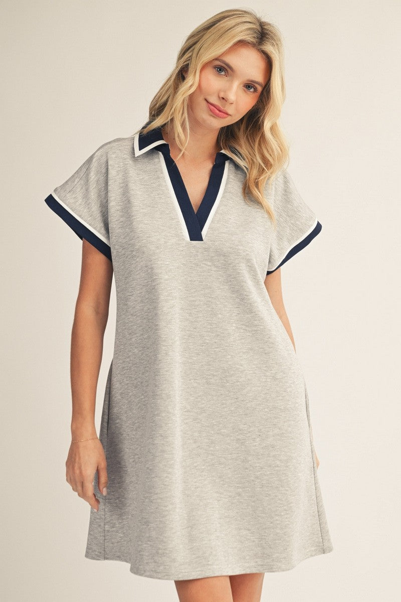 Contrast Accent Grey Dress
