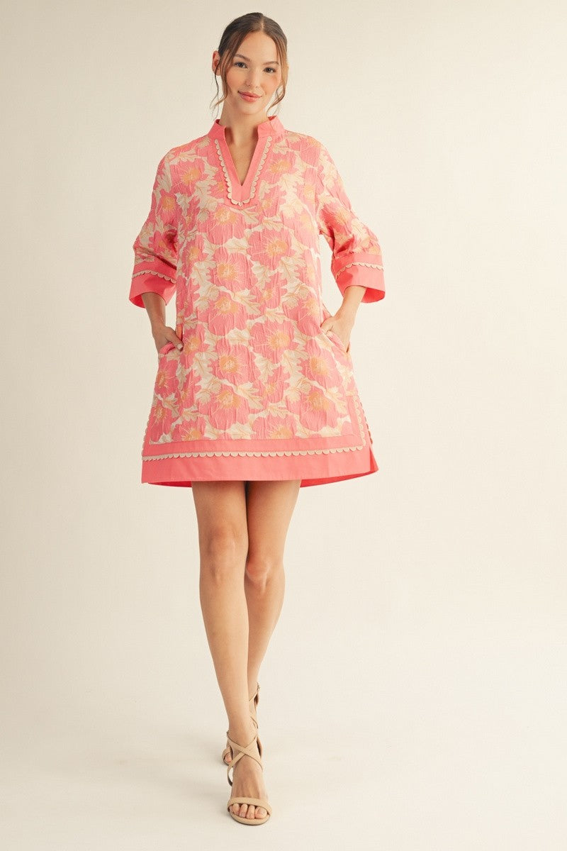 Lovely Floral Jacquard Dress