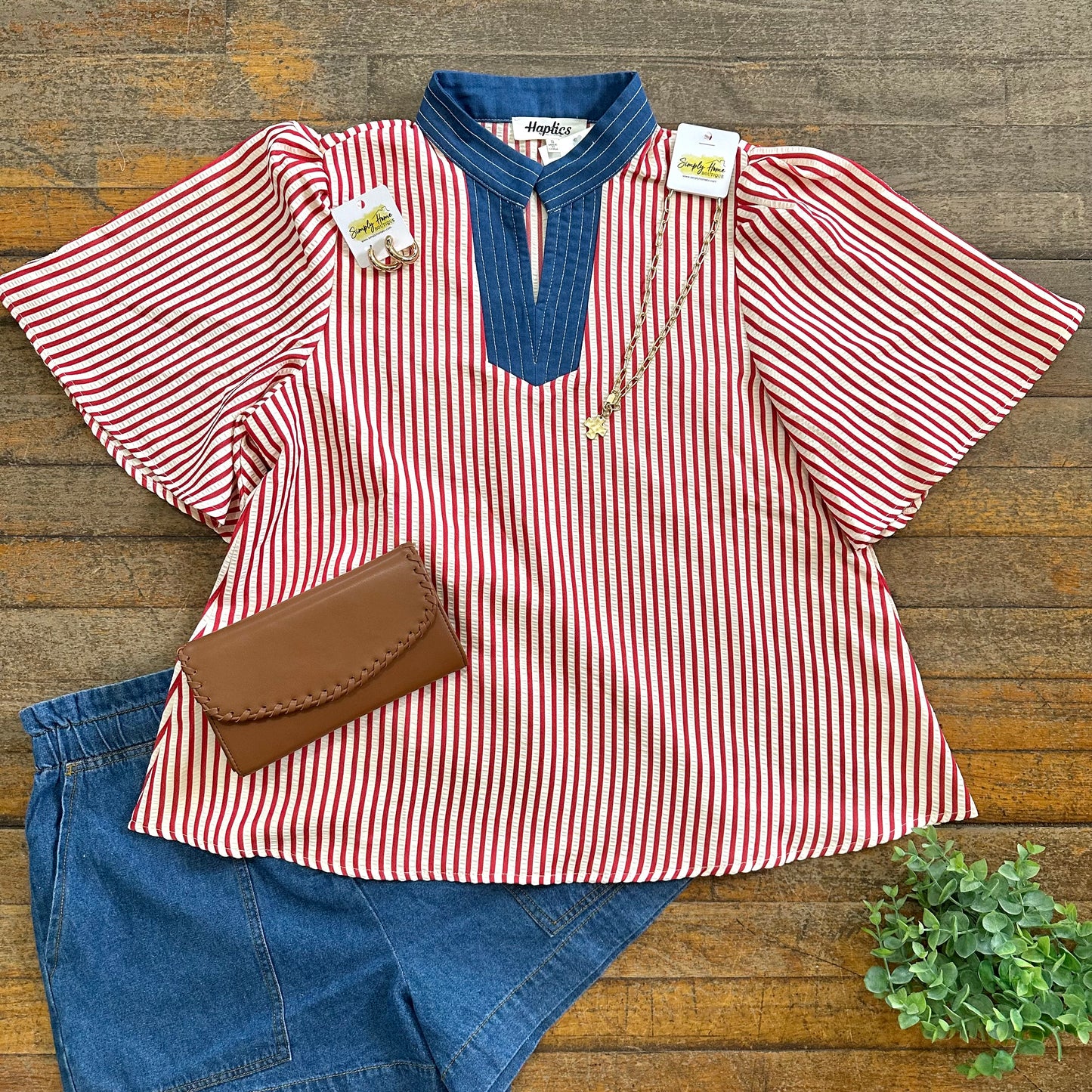 Stitch Neck Stripe Top