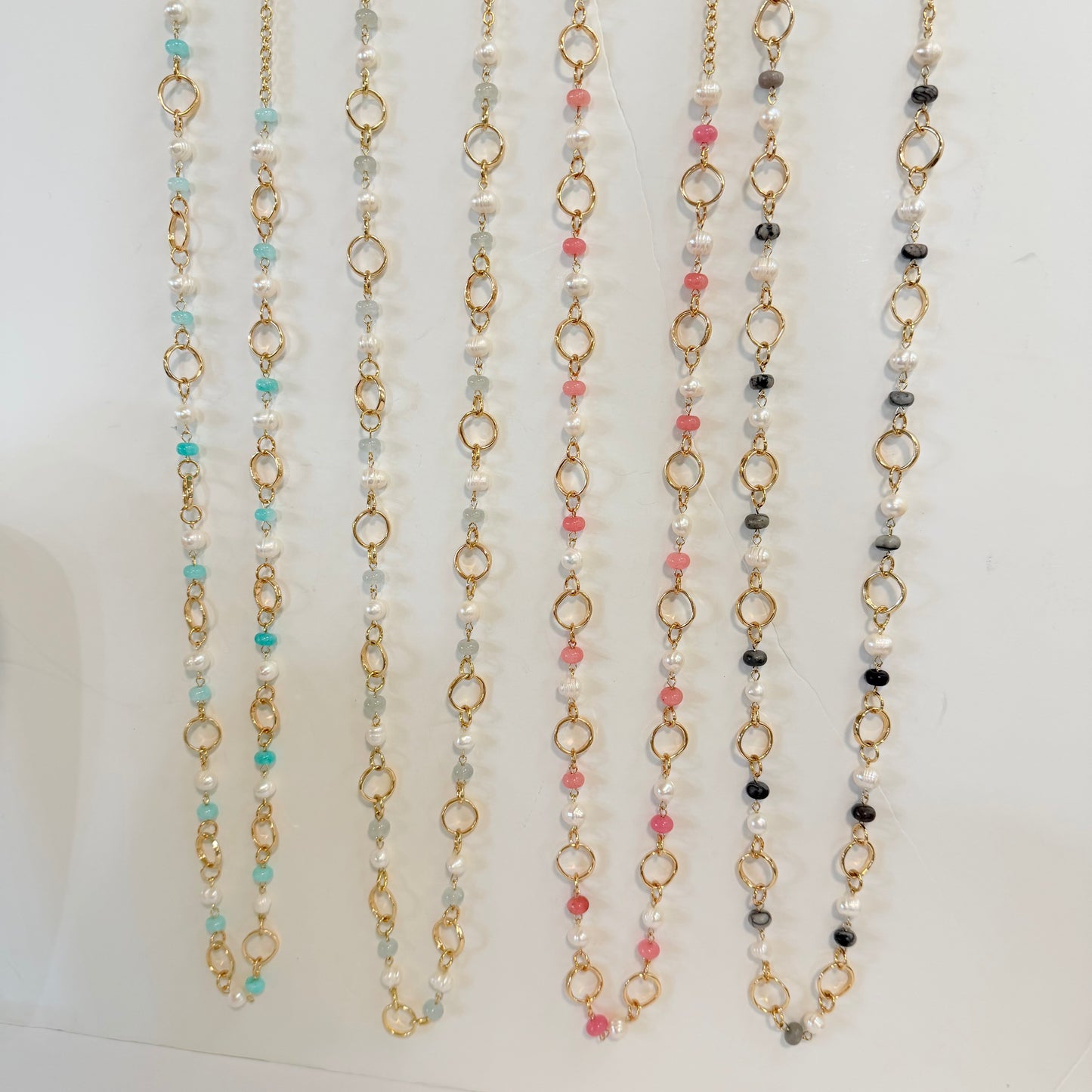 Long Stone and Gold Necklace