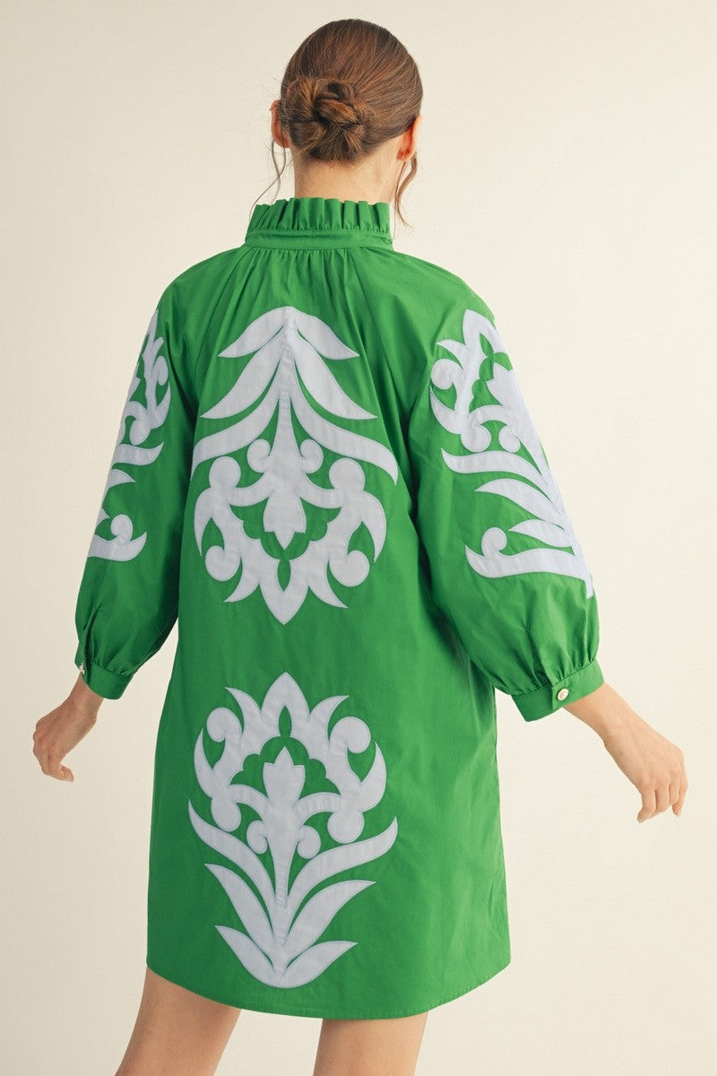 Baroque Floral Applique Dress